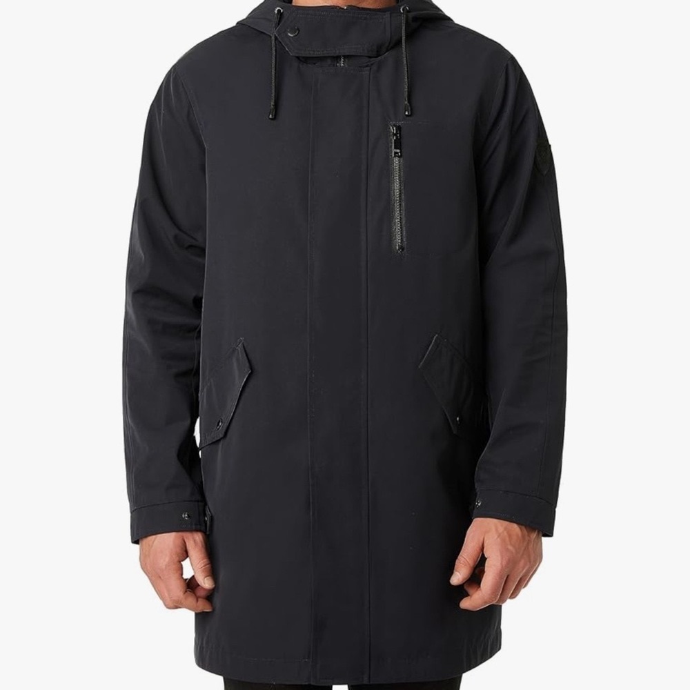 Vince Camuto Black Raincoat with Water-Resistant Material